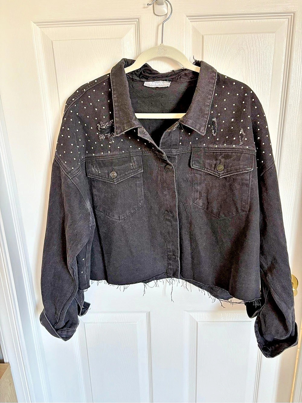 blueb. Studded Black Cropped Jean Jacket XL